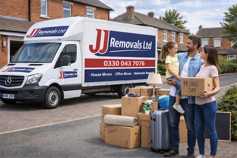 JJ Removals team loading a van in Manchester